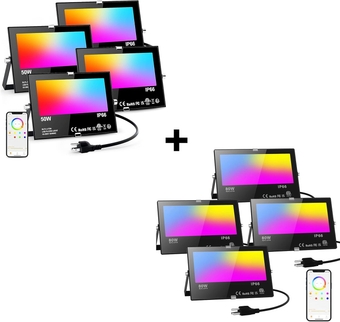 4 Pack 80W RGB Flood Light Outdoor & 4 Pack 50W Color Changing Flood Light Outdoor