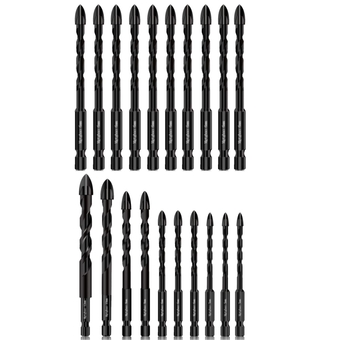 【 New Type】 Concrete Drill Bit Set, 20pcs Masonry Drill Bits Set Carbide Tip for Glass, Brick, Tile, Concrete, Plastic and Wood with Size 3/16” (5mm),1/4” (6mm), 5/16” (8mm),3/8” (10mm), 1/2”