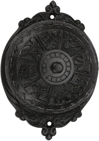 Decorative Mechanical Doorbell - Old Fashioned Twist Door Bell with Manual Hand Turn Chime - Vintage Solid Brass Doorbell in Oil Rubbed Bronze Finish - Non-Electric, Wireless Victorian Doorbell