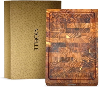 Premium Teak Wood Cutting Board Small 12”x8”x0.8”- Durable Wooden Kitchen Chopping Board - For Professional Chefs/Cooking Lovers Danish Quality End Grain Serving Tray - Sustainable Gift Box
