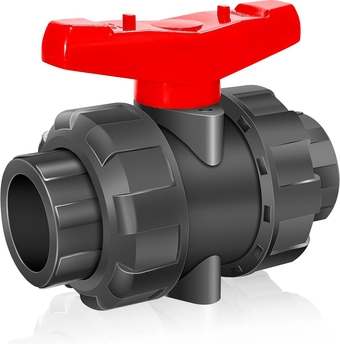 1 1/4"UPVC True Union Ball Valve, Double Union Ball Valve with Full Port, Socket End PVC Ball Valve with Reversible PTFE Seat for Pool,Pipe Connection 1 1/4 inch UPVC with 2pcs EPDM O-rings)