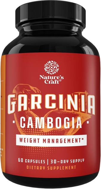 95% HCA Pure Garcinia Cambogia Extract - Blocks Carb Absorption - Suppresses Appetite - Burns Fat - Natural Weight Loss Supplement for Men & Women 60 Capsules - 30 Servings