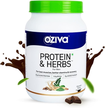 Protein & Herbs, Men with Multivitamins,Ashwagandha,Brahmi,Maca, Musli for Improved Stamina, Lean Muscles & Recovery, 2.2 lbs, Chocolate. Soy Free, Gluten Free, Non GMO