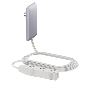 Flat-Face Outlet Extender with 3 Receptacles, Ultra-Thin Wall Plate Plug with Cord Extender and 3-Outlet Power Strip, 8ft Cord, LWE8-315-SV, Silver