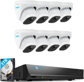 5MP PoE IP Cameras, 8 Specs RLC-520A Bundle with Reolink 16 Channel PoE NVR 4TB Hard Drive Installed,Outdoor IP Security Surveillance Cameras,100FT Night Vision,Human/Vehicle Detection