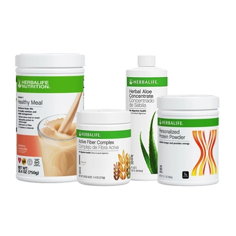 Formula 1 Healthy Nutritional Shake Mix (Strawberry Cheesecake 750g) and Active Fiber Complex 210g Combo with Herbal Aloe Concentrate Pint 473ml-PERSONALIZED Protein Powder 360g