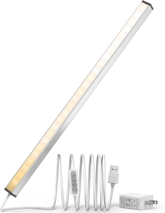 LED Under Cabinet Lighting USB Plug-in, Dimmable, 3 Color Changing(2700K, 4000K,6000K), 14.5 in, Under Counter Lights for Kitchen, Shelf, Cupboard, Under Desk Light, Monitor USB Light Bar