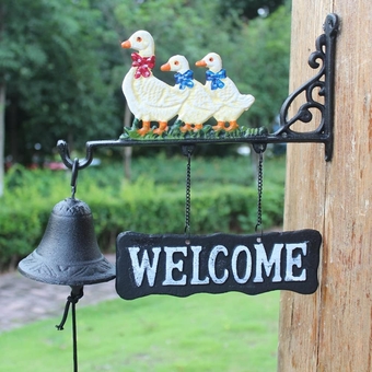 Manually Shaking Doorbell Vintage Doorbell Hanging Wall Bell Cast Iron Doorbell Duck Decoration Wall Home Garden Outside Manual Shaking Doorbell Outdoor Wall Decoration for Garden and Home,B (Color :