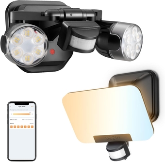 Smart Flood Lights with 450° Wide Adjustment Gateway Light and 2800LM/24W Warm to Cold Adjustable Smart Motion Sensor Outdoor Lights, Dimmable Dusk to Dawn, IP65 Waterproof, Hardwired