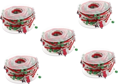 5pcs Christmas Decoration Ribbon Christmas Ribbon for Crafts Christmas Present Ribbon Pearl Xmas Ribbon Christmas Gift Ribbon Christmas Tree Trim Rope Multicolor Wood Wreath