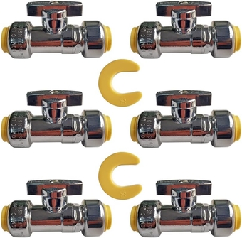 Angle Stop Valve, 1/2" Ptc x 1/2" No Lead Compression Push Fit Angle Shut Off Water Valve with Disconnect Clip, Push-to-Connect, PEX, Copper, CPVC 2Pcs