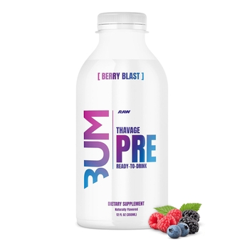 Ready to Drink Pre-Workout Drink, Berry Blast - BUM Thavage RTD Protein Shakes - Meal Replacement Energy Supplement Drinks with Beta Alanine, L-Citrulline & Caffeine - Zero Sugar