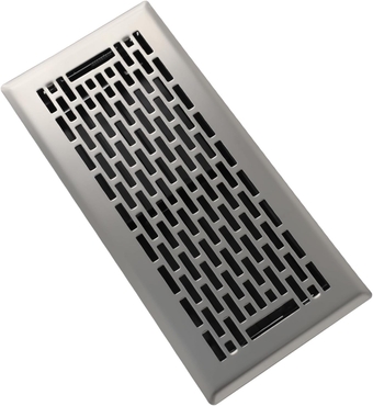 Floor Register 4x10 Inches - Heavy Duty Walkable Steel Floor Vents - Ease Adjust Air Flow Direction Floor Registers - Satin Nickel Floor Vent Covers - Boston Design Air Vents for Home