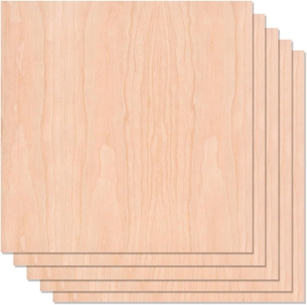 6 Pieces 1/8" x12" x 12" Craft Cherry Wood Sheets Thin Wood Slices Craft Project Board Unfinished Plywood for Laser Cutting DIY Wooden Plate Model Wooden House Aircraft School Wood Engraving