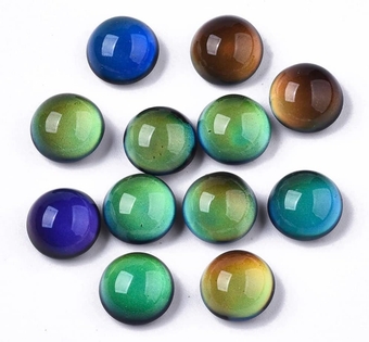 100pcs 10mm Half Round Crystal Glass Mood Cabochons Temperature Sensing Color Changing Flat Back Cabochon Bead Charms for Pendent Jewelry Craft Making