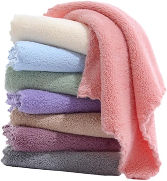 8pcs Kitchen Cleaning Cloth Non-Stick Oil Utensil Towel Handkerchief Towel Wash Cloth Kitchen Microfiber Towel Fleece Hand Towel Oil Dish Cloth Shower Towels Square Baby Bath Towel