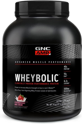 AMP Wheybolic Protein Powder | Targeted Muscle Building and Workout Support Formula | Pure Whey Protein Powder Isolate with BCAA | Gluten Free | Strawberries and Cream | 25 Servings