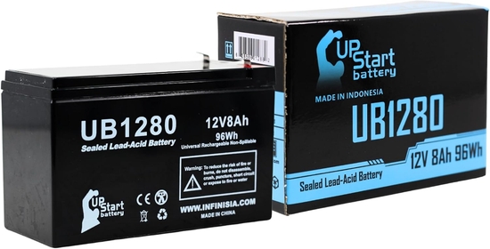 Replacement for ADT 100R010145  - Replacement UB1280 Universal Sealed Lead Acid  (12V, 8Ah, 8000mAh, F1 Terminal, AGM, SLA) - Includes Two F1 to F2 Terminal Adapters