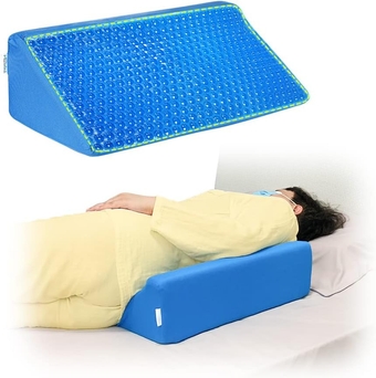 Pillow Wedge for Sleeping After Surgery Bed Incline Pillow Foam Wedge Cover Patient Turning Device Prevention Bed Sores Relieve Back Pain Pregnancy Body Positioners (Blue - Gel)