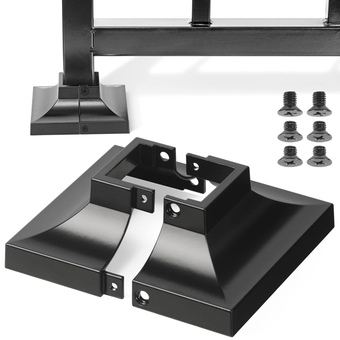 2pcs Post 1.5" Aluminum Deck Post Base Cover, Post Skirt, Handrail, Stair, Porch, Deck Railing Base Brackets Covers (Black)