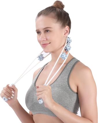 Manual Back Massage Roller Rope，Plastic Therapy Cellulite Massage Tools for Full Body Muscle Pain Relief，Massage Strap for Back, Neck, Shoulders,Waist, Legs (Bule)