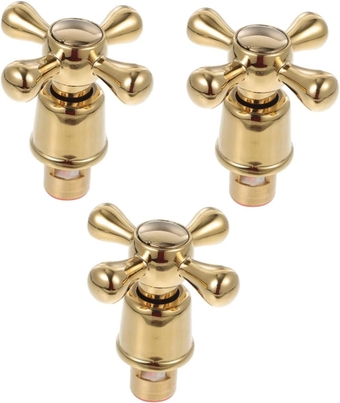 3pcs Faucet Knob Shower Faucet Tap Sink Faucet Handle Cross Faucet Tap Faucet Tap Handle Cross Arm Tub Shower Faucet Handle Tap Head Replacement Faucet Tap Head Brass Open Quickly