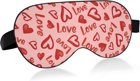 Heart Love Breathable Sleeping Eyes Mask, Valentine's Day Cool Feeling Eye Sleep Cover for Summer Rest, Elastic Contoured Blindfold for Women & Men Travel