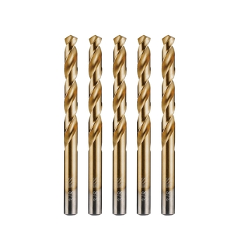 3/8" Titanium Drill Bits (5pcs), Premium 4341 HSS Metal Drill Bits for Wood, Metal, Steel, Plastic, Aluminum Alloy