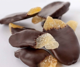 Andy Anand Belgian Dark Chocolate Ginger Half Dipped, Amazing-Delicious-Decadent Gourmet Food Wooden Gift Boxed Birthday, Valentine, Christmas, Anniversary Wedding (1 lbs)