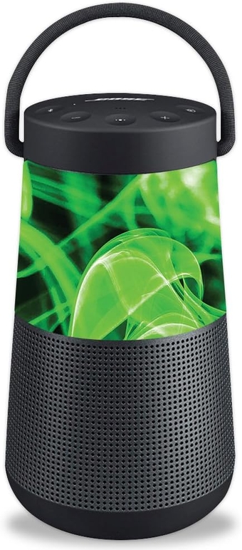 MightySkins Skin Compatible with Bose SoundLink Revolve+ - Green Flames | Protective, Durable, and Unique Vinyl Decal wrap Cover | Easy to Apply, Remove, and Change Styles | Made in The USA