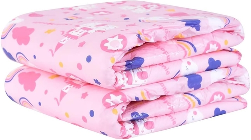 Diaper Adult Printed Diaper Incontinence Underwear Large Overnight Diapers with Tabs 2 Pieces (Large 36"- 46")