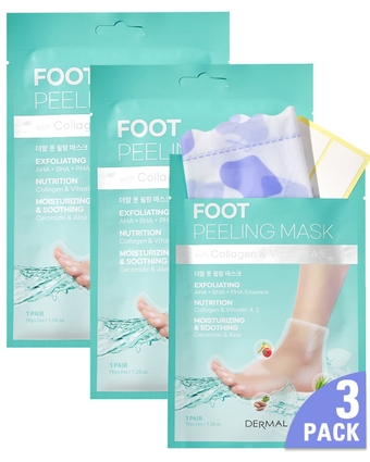 KOREA Foot Peeling Mask 3 Pack For Dry Foot And Cracked Heel & Callus With Aloe Vera And Collagen - Exfoliating Peel Mask With Aha, Bha, & Pha And For Moisturizing, Soothing & Refreshing Feet