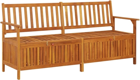 Storage Bench Outdoor Storage Box Bench with Storage Storage Bench Seat Patio Bench 66.9" Solid Wood Acacia
