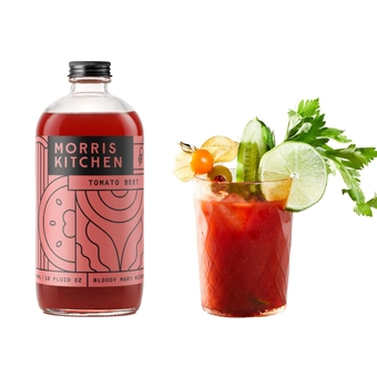 Tomato Beet Bloody Mary Cocktail Mixer - Unique Blend of Rich Flavors, Fresh Artisan Natural Ingredients, Real Horseradish & 100% Tomato Juice Light & Zesty Brunch Gifts 16 Oz