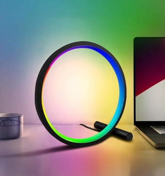 LED Smart Lamp for Living Room 3 Brightness Levels Dimmable Compact Lamp RGB Color and LED Table Lamp with Cord Switch Decorative Mood Light for Gaming Desk, Bedside Table