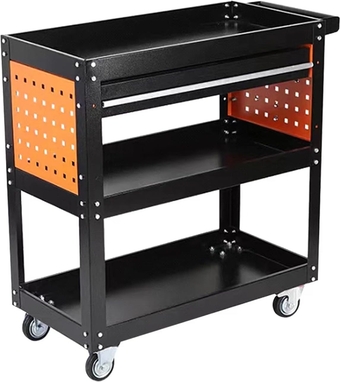 28”Rolling Tool cart，Heavy Duty with Box Utility Industrial Service Cart Storage Organizer on Wheels and Locking System，for Mechanic,Warehouse, Garage, Workshop，600 lbs Load