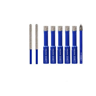 Diamond Drill Bits 5/16"x5pcs,with Carbide Tip Drill 1/4",Core Bits with Mortar Raking Bit 7.2MMx 74MM