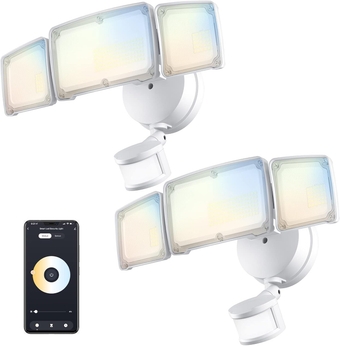Smart LED Motion Sensor Outdoor Lights, 40W Flood Lights with Alexa/Google Home, 4000LM Security Lights, 2700-6500K, IP65 Waterproof, App Controlled WiFi Flood Light for Garage, Yard 2 Pack