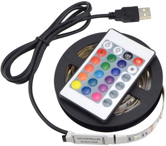 USB LED Strip Lights DC5V Flexible 5050 SMD RGB Light Strip 24 Keys Remote Controller for Christmas Decoration 0.5/1/2/3/5m RGB 1M
