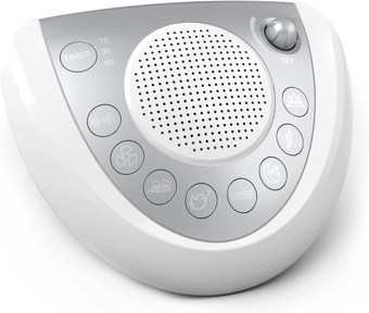 Sound Machine, White Noise Machine for Sleeping Adults Baby Kids, Portable Sound Therapy with 24 Soothing Sounds, Timer&Memory Function, Plug in or Battery Operated, 5 Volume Levels, USB Charge Port