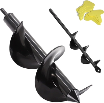 Auger Drill Bit for Planting - 4 x 12inch &1.6 x 9 inch Set - Garden Auger for Holes, Bulb Planter Auger for Cordless Drill - 3/8 Inch Hex Drive Drill