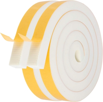 Air Conditioner Foam-2 Rolls, 1 Inch Wide X 1 Inch Thick Total 13 Feet Long, Door Insulation for Windows, Foam Seal Tape for Face Shield(6.5ft x 2 Rolls)