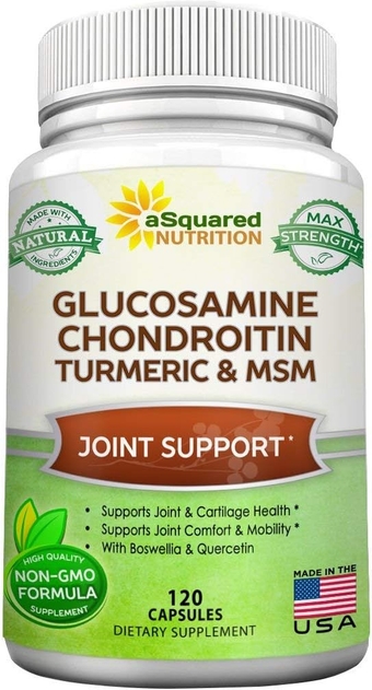 Glucosamine Chondroitin Turmeric MSM Boswellia - 120 Capsules - Joint Support Supplement - Joint Support Relief Pills for Health - Natural Supplement for Back, Knee & Hands