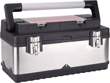 Tool Organizer Box/ToolBox Tool Box - Portable Lockable Storage, Stainless Steel and Plastic Construction - Removable Tray, Toolbox Organizer with Alum Alloy Handle Double-Lock Tools Storage Boxes