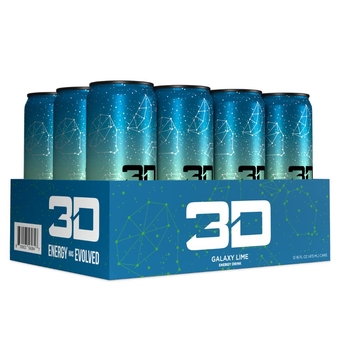 Energy Galaxy Lime | Sugar Free Energy Drink | Pre Workout Energy | 200mg Caffeine with Taurine and L-Carnitine | 16 Fluid Ounce | 12 Pack | Blue
