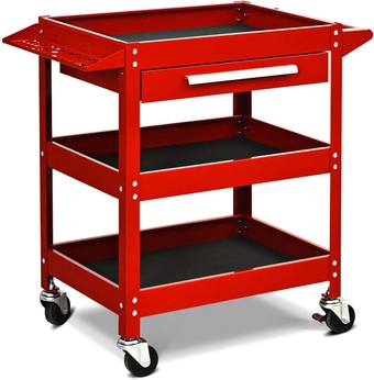 3 Tier Rolling Tool Cart, 330 LBS Capacity Heavy Duty Utility Cart Tool Organizer with Storage Drawer, Industrial Commercial Service Tool Cart for Mechanics, Garage, Warehouse & Repair Shop