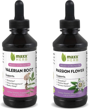 Passion Flower Extract + Valerian Root Extract - for Relaxation and Stress Management, Alcohol-Free - (1 Each) 4 Oz Bottle (60 Servings)