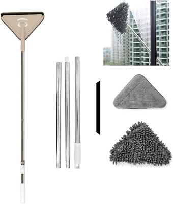 Mini Triangle Deep Cleaning Mop,Multifunctional Window Cleaner Mop, 360 Degree Rotatable Adjustable Triangle Cleaning Mop For Cleaning Glass Air Conditioners Roofs Gaps Car,Extra Long Pole