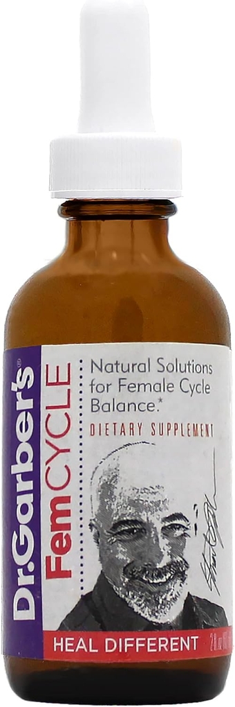 Dr. Garber's Natural Solutions Fem Cyle Oral Drops - Gemmotherapy Liquid Supplement to Balance Hormones and Relieve PMS, PMDD, Hot Flashes, Menopause, and Menstrual Symptoms - 60ml