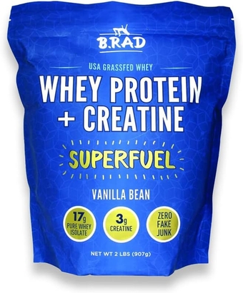 Grassfed Whey Protein Isolate Superfuel, 17g Whey, 3g Creatine Monohydrate | 100% USA Sourced, Farm Fresh, Highest Bioavailability, Vanilla Whey Protein Powder